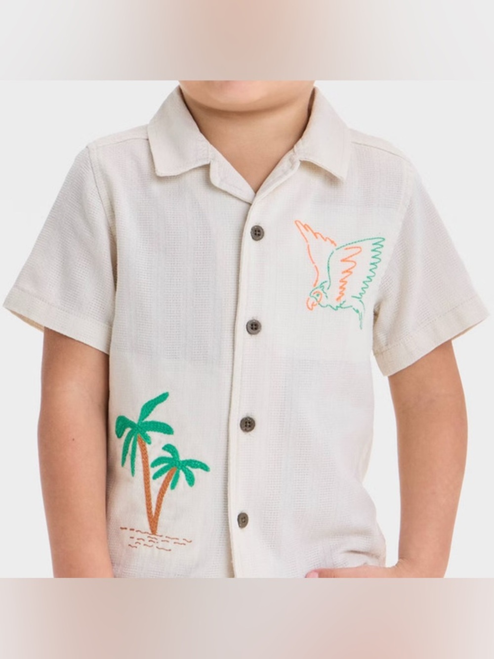 Tropical Palm Tree Resort Button Up Shirt Boys 3T Beach Vacation NWOT Cat & Jack